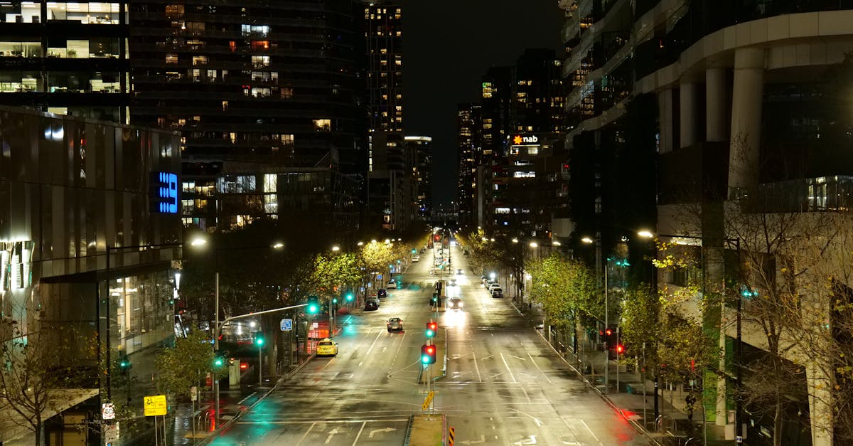 Melbourne CBD at night — central location for hotels