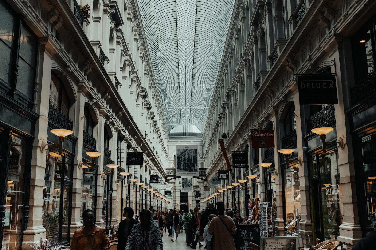 Historic shopping arcade in Melbourne with skylight ceiling