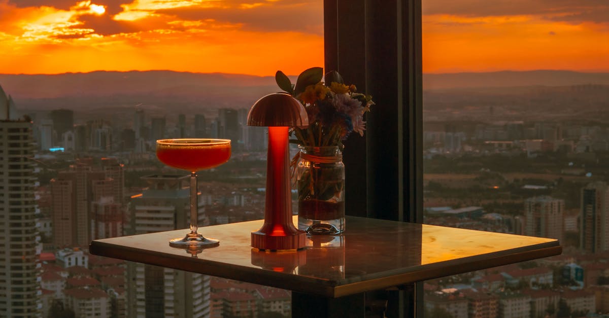 Melbourne rooftop bar at sunset — cocktails with city views