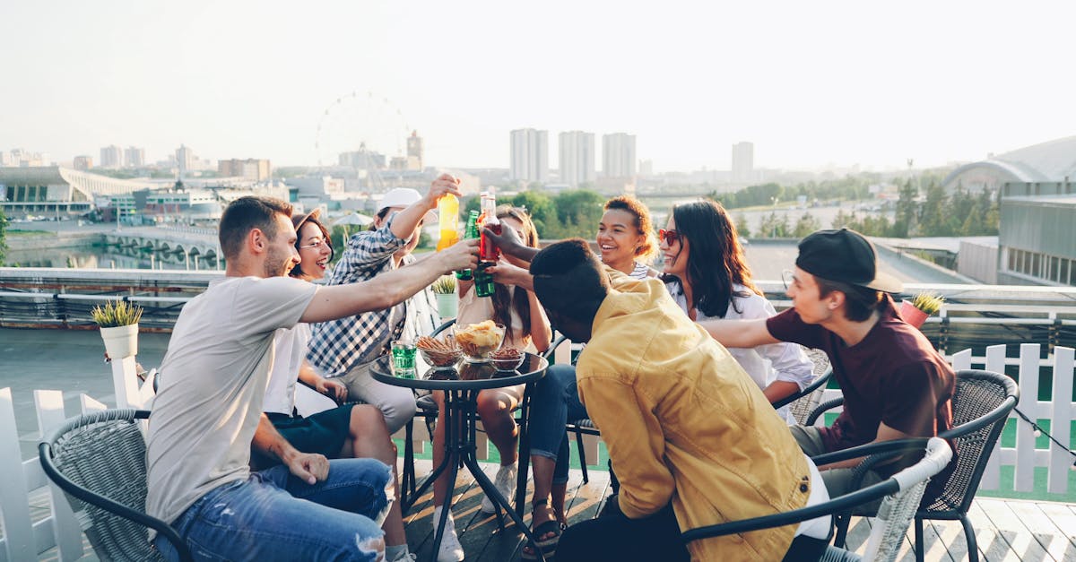 Patrons enjoying a Melbourne rooftop