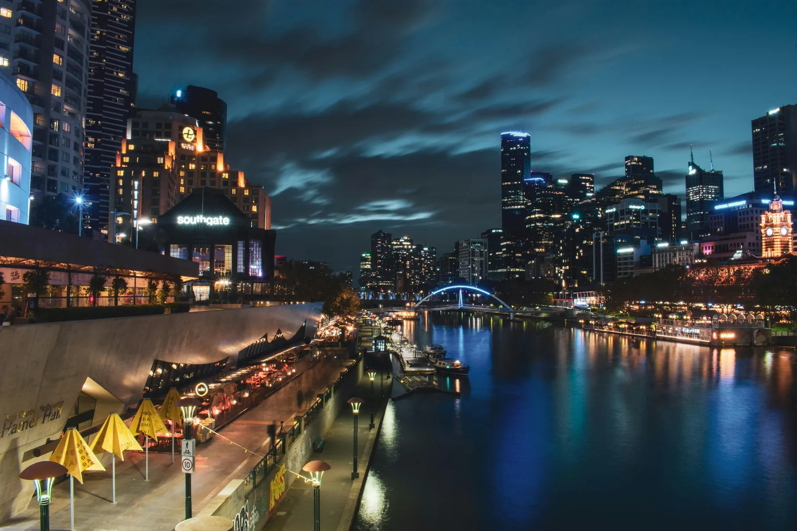The Yarra River winding through Melbourne with the city skyline