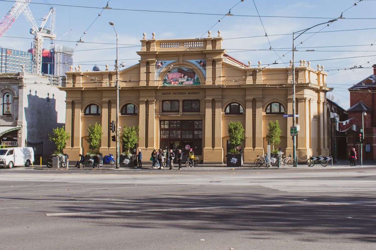 Fresh produce stalls at a Melbourne food market