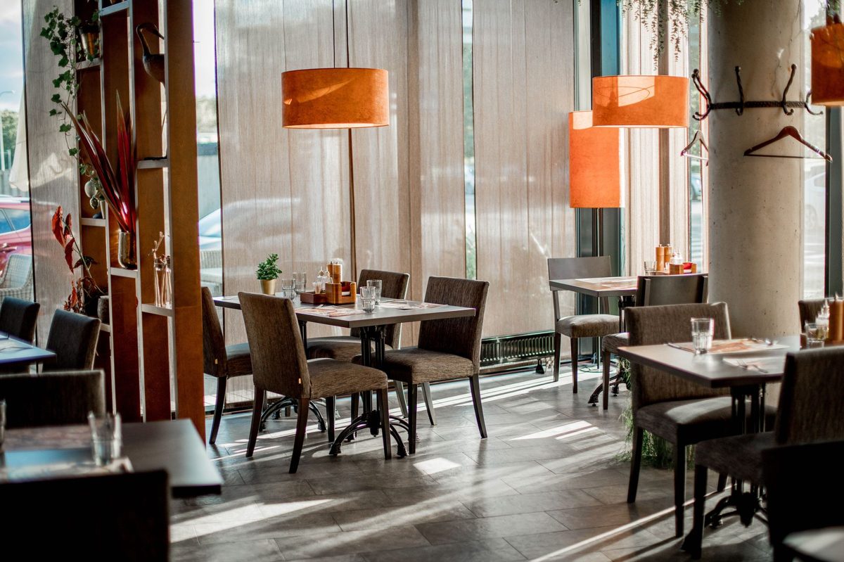 An elegant restaurant dining room