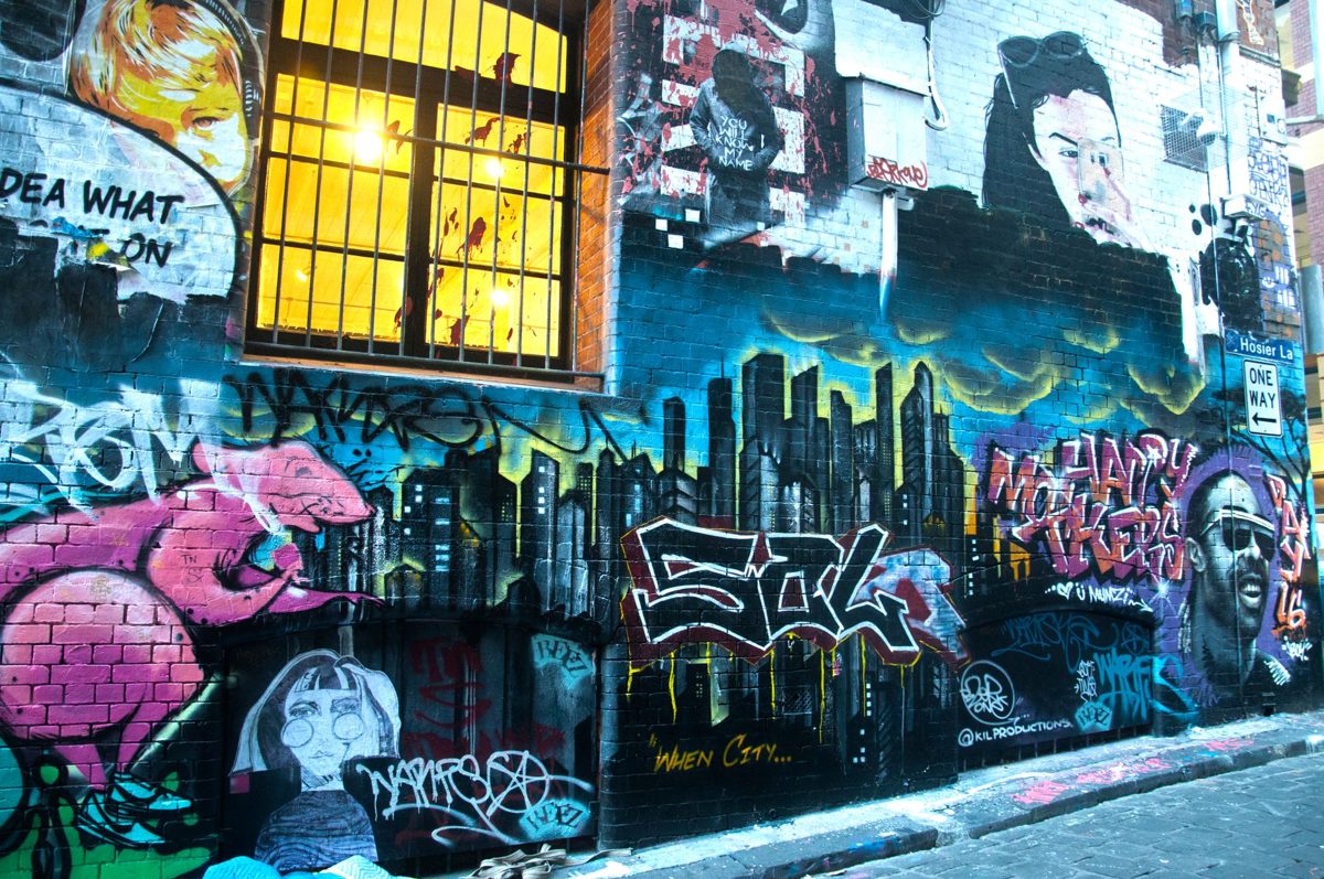 A vivid Melbourne street-art mural