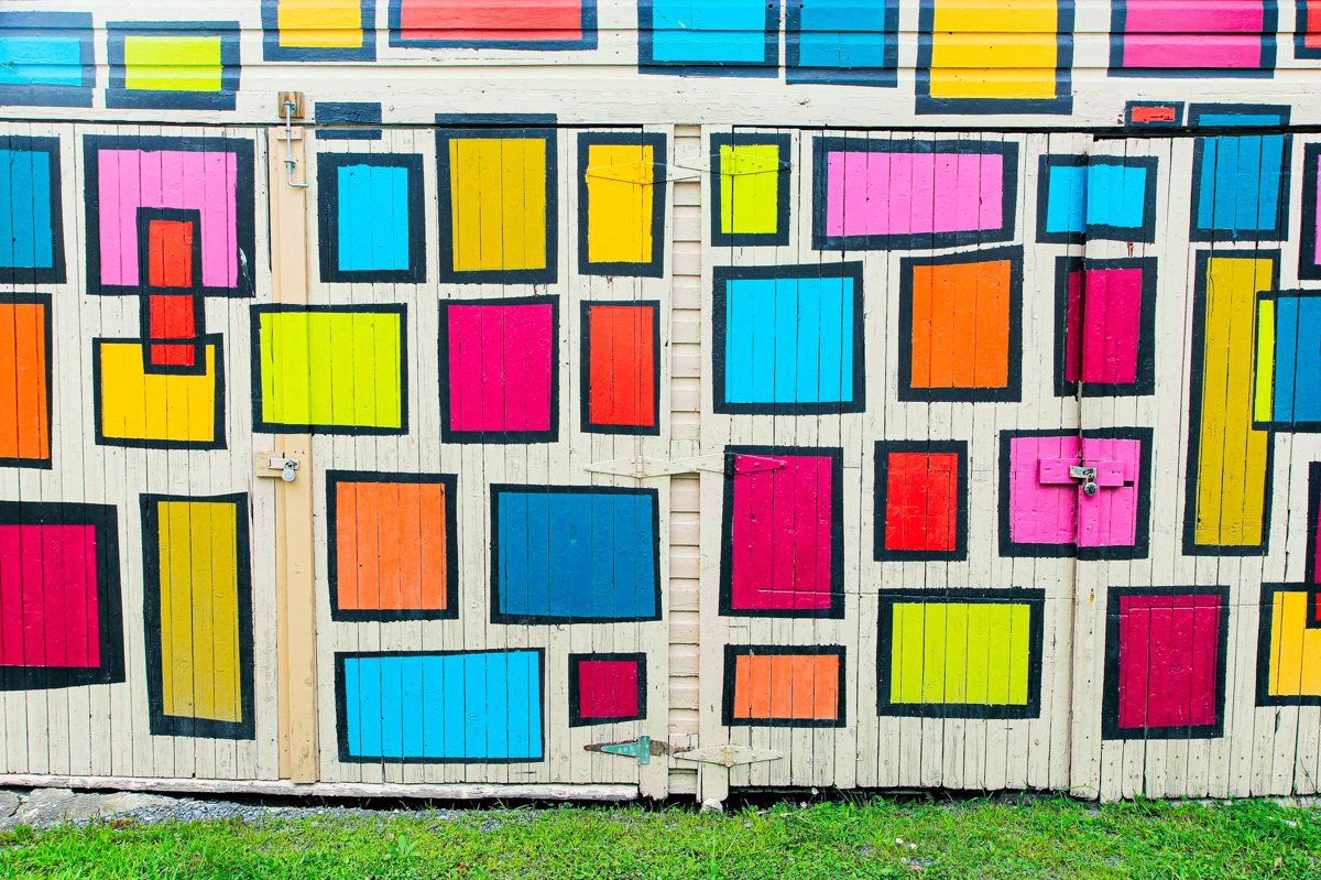 A colourful street-art wall