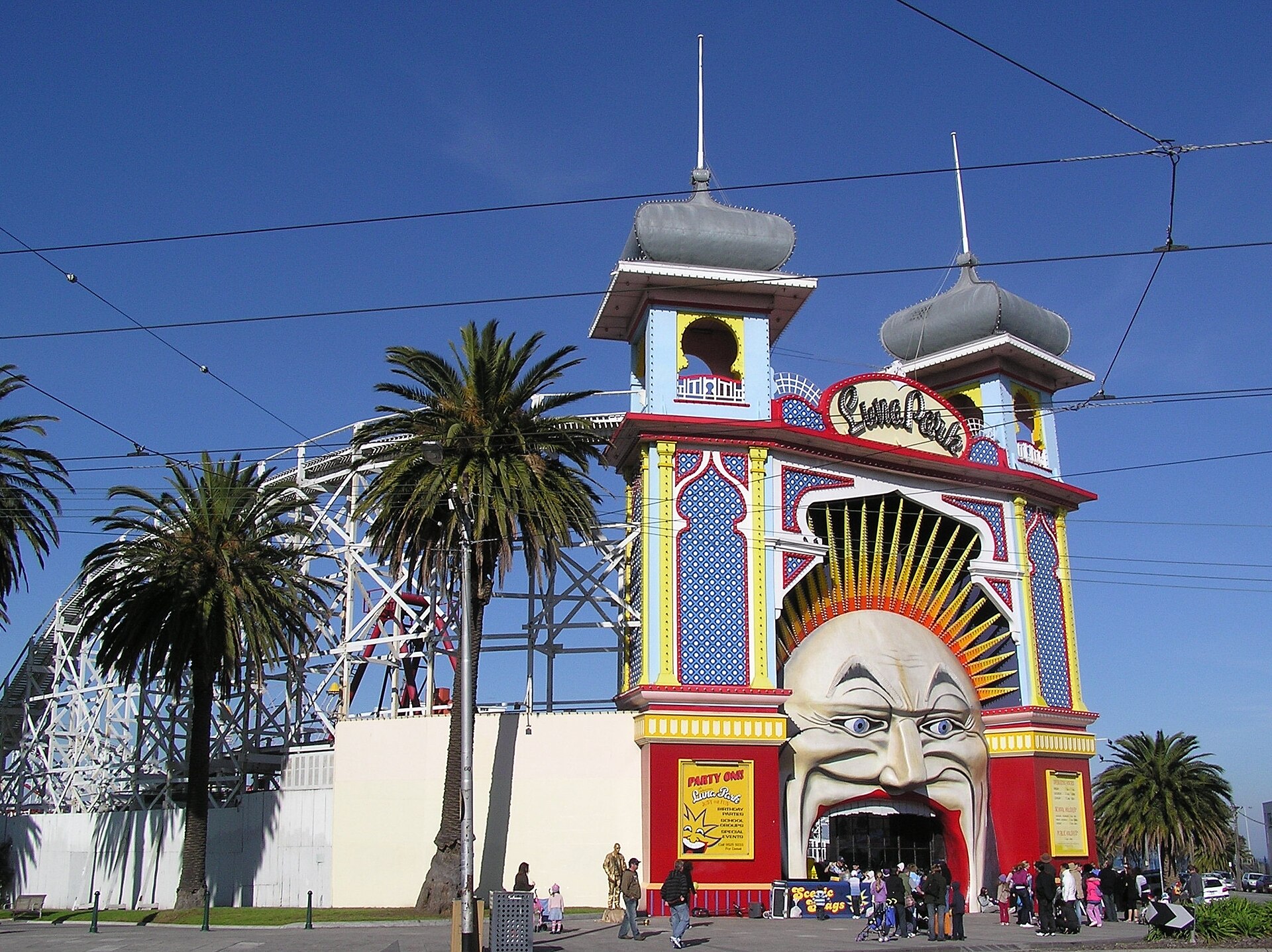 The Mr Moon face entrance to Luna Park in St Kilda, Melbourne