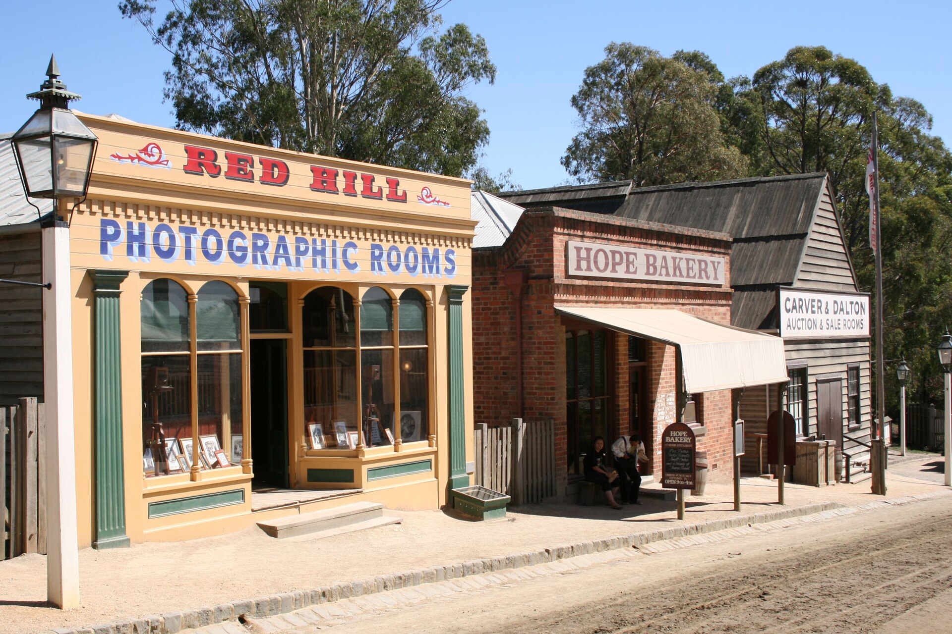 Recreated gold rush era shopfronts on the main street at Sovereign Hill, Ballarat